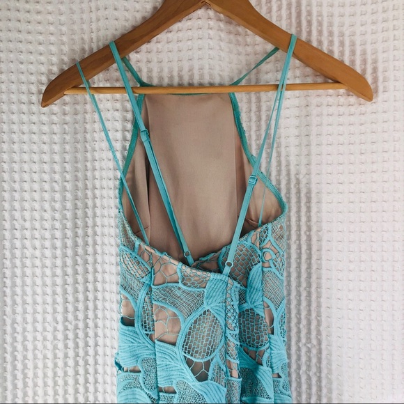 Love Triangle Lace High Neck Mini aqua Dress ASOS - Picture 7 of 8